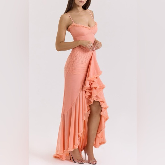 Gabbi Ruffle Mesh High-Low Cocktail Dress - Picture 3 of 12